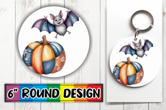 Enchanted Circle Keychain PNG, Pumpkin Watercolor Product Image 1
