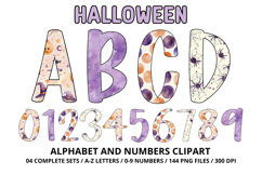 Halloween Alphabet Clipart PNG, watercolor letters doodle Product Image 1