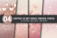 Copper Heart Bokeh Digital Paper Product Image 1