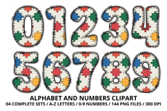 Autism Awareness Doodle Letters Puzzle Piece Alphabet PNG Product Image 5