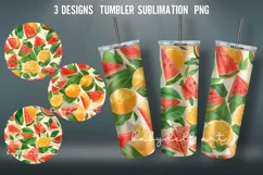 Colorful Orange&Watermelon Tumbler Wrap Sublimation Design Product Image 1