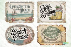 Retro Summer Quotes Labels Clipart Product Image 1