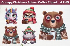 Grumpy Christmas Animal Coffee Clipart PNG Product Image 1