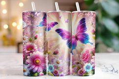 Butterfly &amp; Flowers Tumbler Wrap | Sublimation | Tumblers Product Image 1