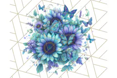 Sunflower and Butterfly PNG Clipart, Bright Jewel Tones Png Product Image 5