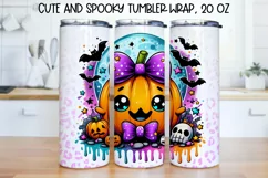 Cute and Spooky Halloween Tumbler wrap PNG, 20 oz. Product Image 1