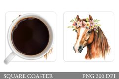 Cute Horse Coaster Design. Horse Flowers Coaster Product Image 1