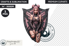 Pastel Goth Fairy Clipart, Black Pink PNG fantasy clipart Product Image 1