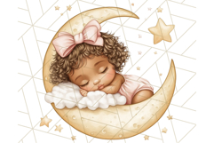 Sleeping Baby on Moon PNG, Cute Night Sky Baby Clipart Png Product Image 5