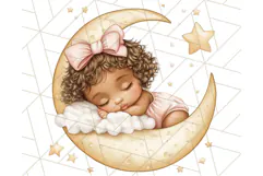 Sleeping Baby on Moon PNG, Cute Night Sky Baby Clipart Png Product Image 5