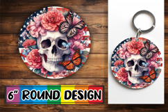 Enchanted Car Coaster Circle PNG, Skull USA Product Image 1