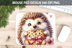 Watercolor Hedgehog Mouse Pad Sublimation - Valentines PNG Product Image 1