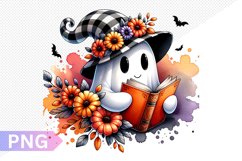 Halloween Ghost And Books Sublimation - Clipart PNG Design Product Image 1