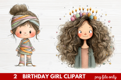 Birthday Girl Clipart | Cute Celebration PNG Illustration Se Product Image 1
