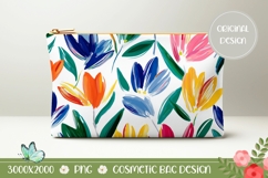 Art Tulips Cosmetic Bag, Colorful Cosmetic Bag Sublimation Product Image 1
