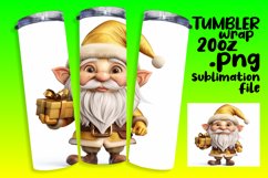 Winter Gnome Design 20oz Tumbler Wrap Watercolor Sublimation Product Image 1