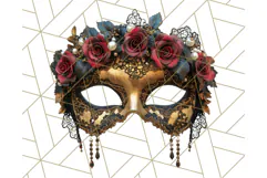 Vintage Garden Masquerade Floral Eye Mask PNG Clipart Product Image 5