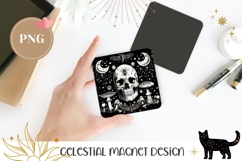 Celestial Moon Magnet, Gothic Skull Magnet Sublimation Product Image 1