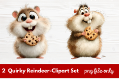 2 Quirky Reindeer Clipart Set | Fun Holiday Reindeer PNG Product Image 1