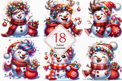 Christmas snowman clipart, snowman sublimation bundle Product Image 1
