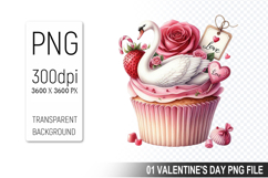 Cupcake With Duck, Valentine&#039;s Digital Clipart PNG File Product Image 1
