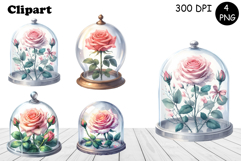 Watercolor pink roses flower Clipart. sublimation Product Image 1