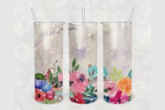 Spring Flowers Grey Agate glitter 20 oz tumbler sublimation Product Image 1