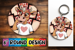 Joyful Round Keychain Magic PNG, Cute Cow Product Image 1