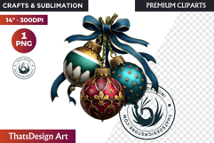 Christmas Jewel Baubles Clipart | Elegant Holiday Ornaments Product Image 1