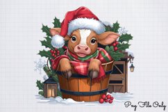 Christmas Highland Cows In Bucket Clipart PNG Product Image 1