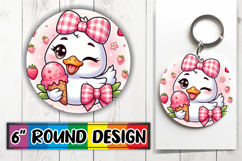 Cheerful Round Keychain PNG, Cute Goose Product Image 1