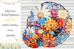 Colorful Flowers Wind Spinner PNG, Floral Wind Spinner Product Image 1