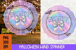 Spooky Wind Spinner PNG, Iridescent Halloween round sign PNG Product Image 2