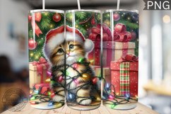 Christmas Cat Tumbler Wrap - Christmas Tumbler PNG Design Product Image 1