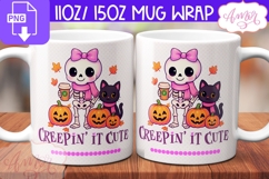 Halloween season mug wrap PNG, Spooky Cute mug PNG Product Image 1