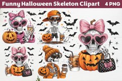 Funny Halloween Skeleton Clipart PNG Product Image 1