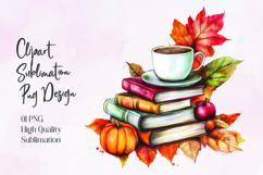 Pumpkin Books Coffee Autumn Sublimation PNG Product Image 1