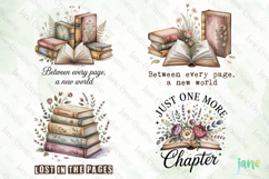 Cottagecore Books and Flowers Clipart Product Image 1