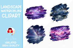 4 Galaxy Night Watercolor Landscapes Product Image 1