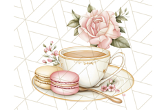 Pastel Tea Clip Art PNG with Sweets and Floral Accents Png Product Image 5
