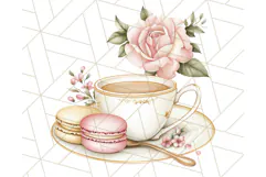 Pastel Tea Clip Art PNG with Sweets and Floral Accents Png Product Image 5