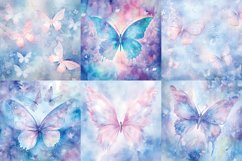 Watercolor pastel winter butterfly printable digital papers Product Image 4