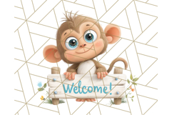 Zoo Monkeys Clipart, Cute Cartoon Jungle Monkeys PNG Product Image 5