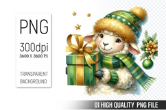 Watercolor Christmas Animals Clipart PNG Bundle, 25 Designs Product Image 10