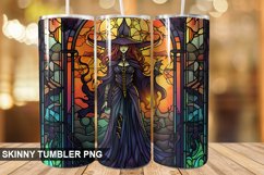 Stained Glass Halloween Witch Tumbler 20 oz Skinny Tumbler Product Image 1