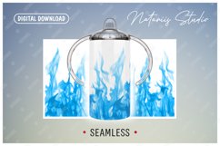2 Light Blue Fire Sublimation Patterns - 12 oz Sippy Cup. Product Image 2