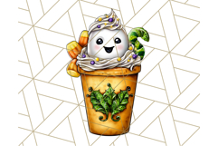 Ghost Café PNG Clipart, Cute Ghost Baristas Halloween Treats Product Image 5
