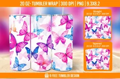 3D Cute Butterfly Tumbler Wrap Designs, Sublimation Wrap Product Image 1