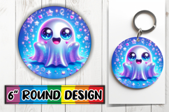 Cozy Keychain Round Design PNG, 3D Cute Ghost Product Image 1