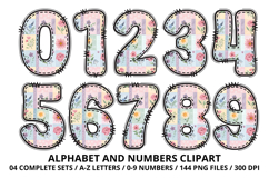 Floral Patchwork Alphabet &amp; Numbers Clipart 144 PNG 300 DPI Product Image 5